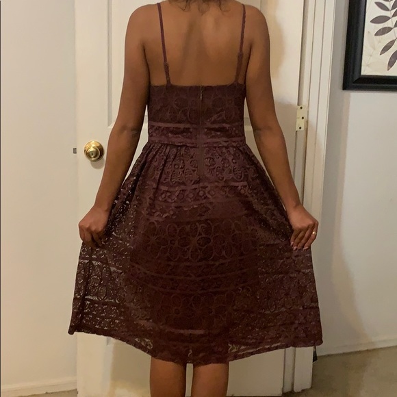 Purple-Burgundy Lace Maxi Dress - Picture 2 of 4